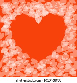 Vector of greeting or invitation card with hearts and spase for text on red background