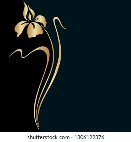 Vector greeting or invitation card with iris and place for text.