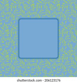 Vector greeting or invitation card with leaves pattern background and place for text.