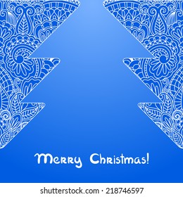 Vector greeting or invitation card with xmas tree.