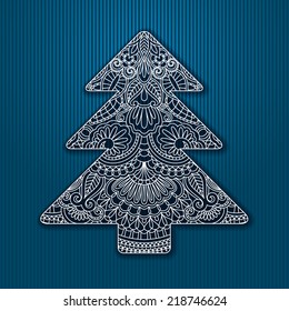 Vector greeting or invitation card with xmas tree.