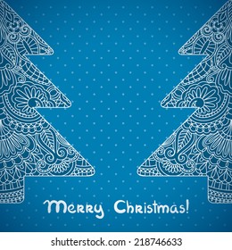 Vector greeting or invitation card with xmas tree.
