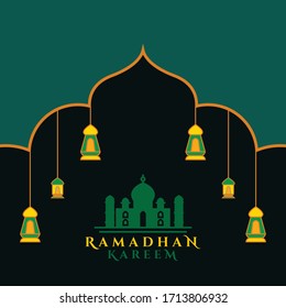 vector greeting islamic logo design of the ramadhan kareem mosque. marhaban ya ramadan illustration.