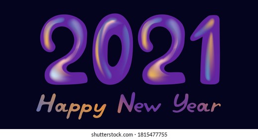 Vector de la bandera de Año Nuevo de bienvenida con el colorido número 2021 y la inscripción Feliz Año Nuevo