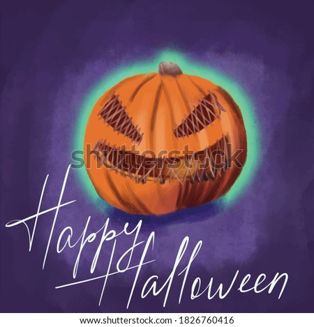 
vector greeting with pumpkin image for halloween