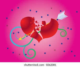 Vector greeting valentines card in the pink colors