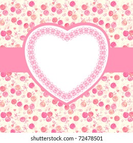 Vector greeting or Wedding card with flowers and hear