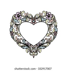 Vector of Greeting or Wedding card with heart shape for background in pastel color