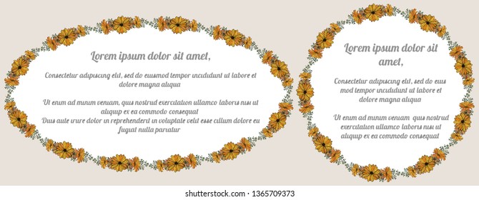 Vector greeting/invitation card templates - with floral branch, decor elements, red gerberas and stylized herbs