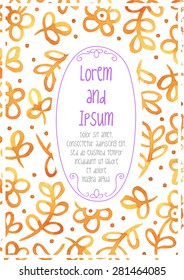 Vector greetings card with floral decorations.