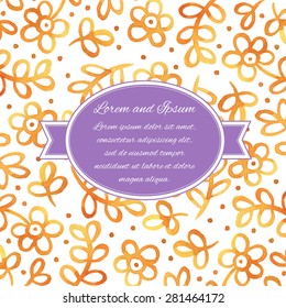 Vector greetings card with floral decorations.