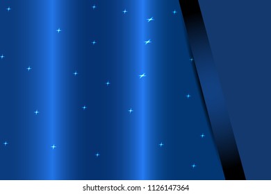 Vector greetings card of holidays on the abstract blue background with lights, waves and pocket.