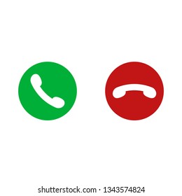 Vector gren and red phone buttons isolated on white background. For design telefon website or mobile. EPS 10