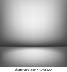 Vector grey abstract illustration background of gradient wall and flat floor in empty spacious room interior.