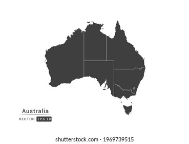 Vector grey Australia map on white background