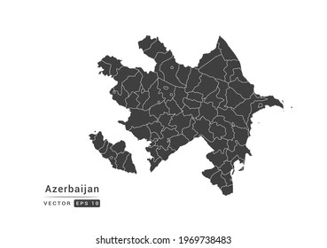 Vector grey Azerbaijan map on white background