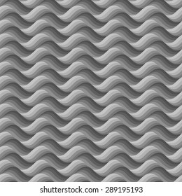 Vector grey background of abstract waves. Seamless pattern