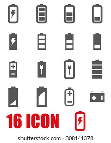 Vector grey battery icon set.