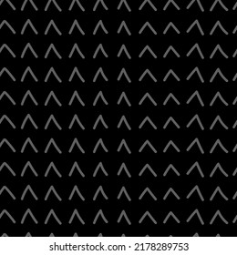 Vector. Grey and black background. Artistic background, hand drawn simple shapes, checkmarks. Mosaic abstract background. Repeating geometric texture.