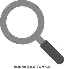Vector grey and black magnifying glass icon.