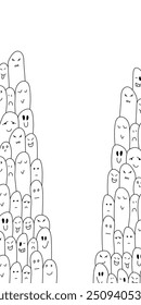 Vector. Grey, black and white contrast pattern. Halloween background. Hand-drawn ghosts in cartoon style. Sketch. Design for greeting cards, posters, banners, covers, blogging and promotional items.