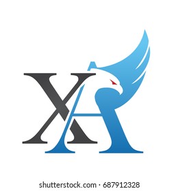 Vector Grey Blue Eagle Initial X A Logo