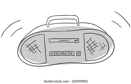 Vector grey boombox is isolated on a white background