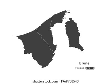 Vector grey Brunei map on white background