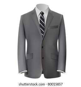 vector grey business suit with a tie