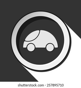 vector grey button with car and stylized shadow