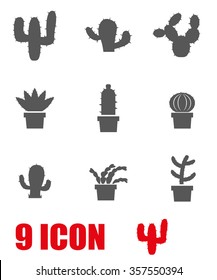 Vector grey cactus icon set. 