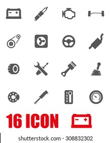 Vector Grey Car Parts Icon Set.