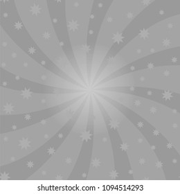 Vector Grey Cartoon Swirl Design. Vortex Starburst Spiral Twirl Square. Helix Rotation Rays. Swirling Radial Starry Pattern. Converging Psychedelic Scalable Striped Illusion. Sky with Sun Light Beams.