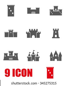 Vector grey castle icon set.