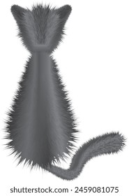 Vector grey cat sitting backward