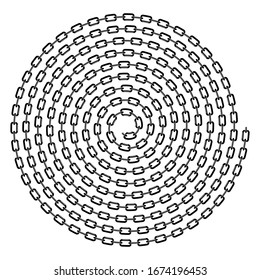 Vector Grey Chain Spiral Isolated on White Background.