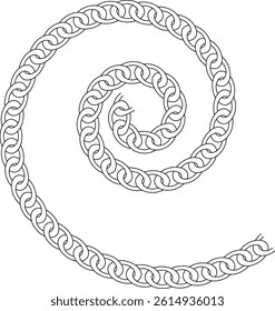Vector grey chain spiral isolated on a white background, vector illustration