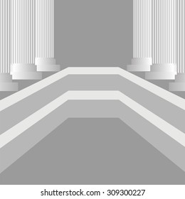Vector Grey Columns Background. Classic Greek Grey Pillars