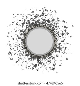 Vector Grey Confetti Round Banner Isolated on White Background. Set of Particles.