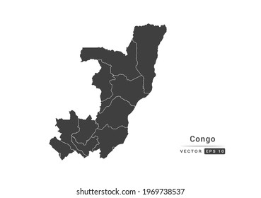 Vector grey Congo map on white background