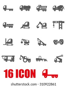 Vector grey construction transport icon set. 