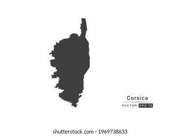 Vector grey Corsica map on white background