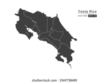 Vector grey Costa Rica map on white background