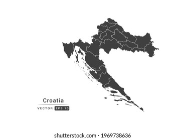 Vector grey Croatia map on white background