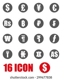 Vector grey currency symbols icon set.