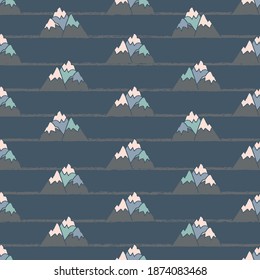 Vector grey dark blue mountain seamless pattern