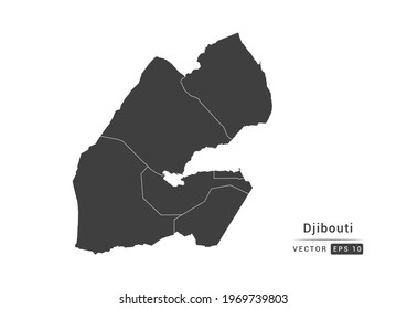 Vector grey Djibouti map on white background