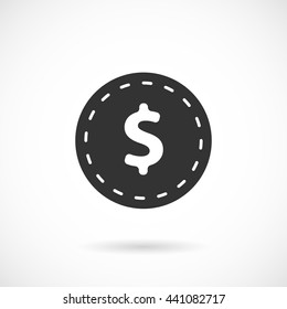 Vector Grey Dollar Icon isolated over white.