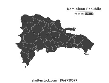 Vector grey Dominican Republic map on white background