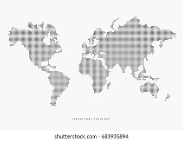 Vector grey dotted world map.
